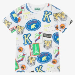 KENZO KIDS Boys White Cotton Logo T-Shirt