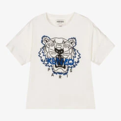 KENZO KIDS Ivory Cotton Tiger T-Shirt