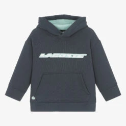 Lacoste Boys Blue Cotton Jersey Hoodie