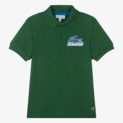 Lacoste Boys Green Cotton Piqué Polo Shirt