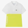 Lacoste Boys White & Green Organic Cotton Polo Shirt