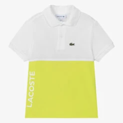 Lacoste Boys White & Green Organic Cotton Polo Shirt