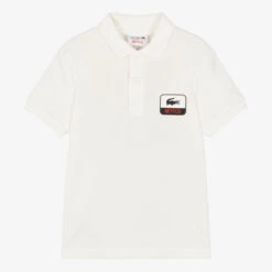 Lacoste White Netflix Logo Cotton Polo Shirt