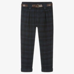 Lapin House Boys Blue Checked Trousers