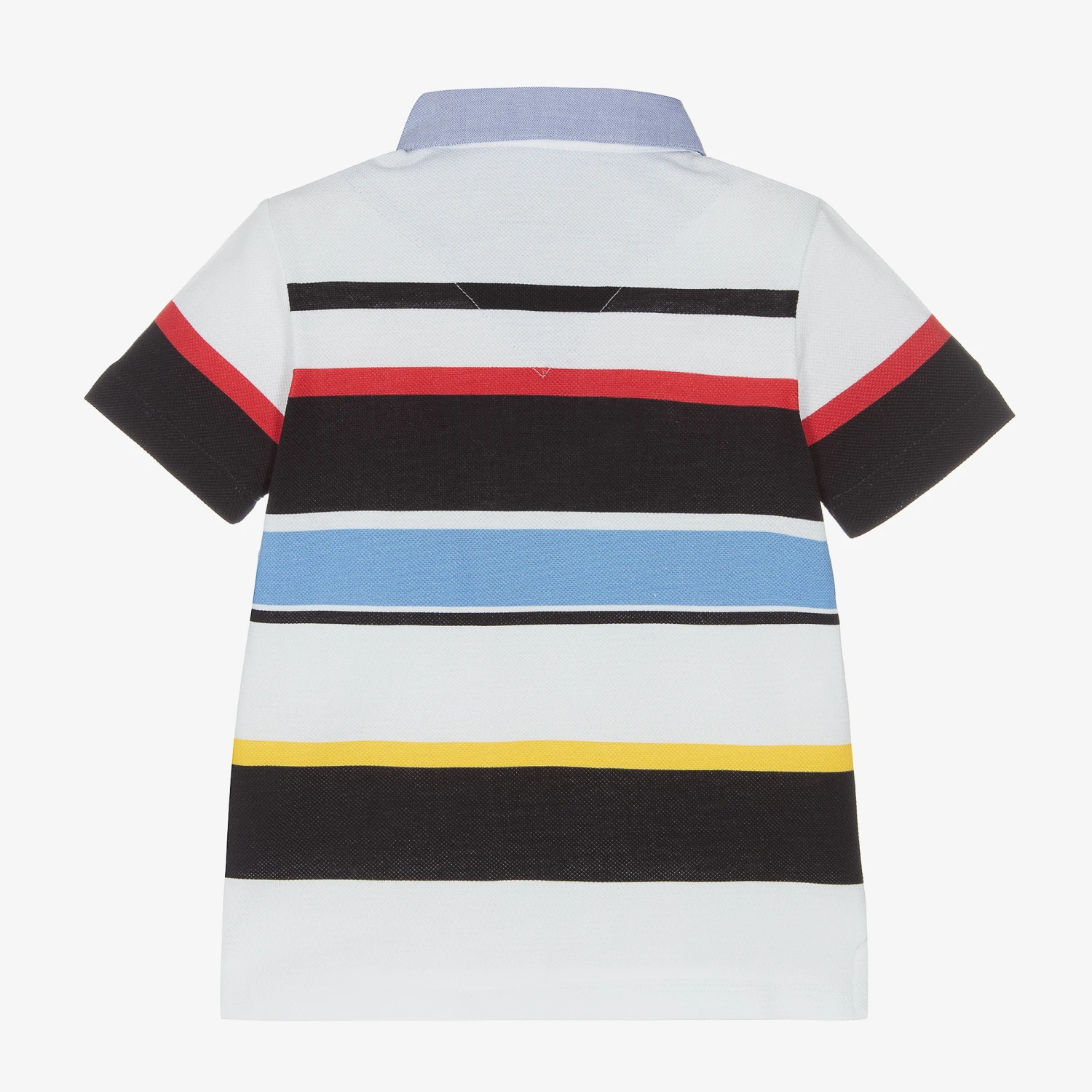 Lapin House Boys Blue Striped Cotton Polo Shirt 2 Lapin House Boys Blue Striped Cotton Polo Shirt - Image 2