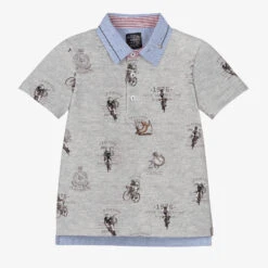 Lapin House Boys Grey Cotton Polo Shirt