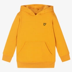 Lyle & Scott Boys Yellow Cotton Logo Hoodie
