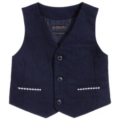 Mayoral Blue Cotton & Linen Waistcoat
