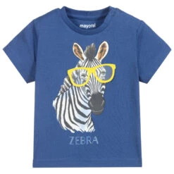 Mayoral Blue Cotton Zebra T-Shirt