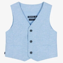 Mayoral Boys Blue Cotton & Linen Waistcoat
