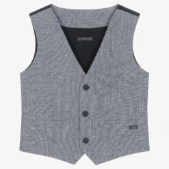 Mayoral Boys Blue Stripe Cotton & Linen Waistcoat