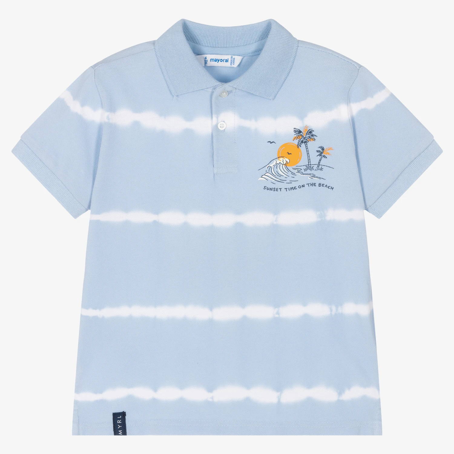Mayoral Boys Blue Tie Dye Cotton Polo Shirt 1 Mayoral Boys Blue Tie Dye Cotton Polo Shirt