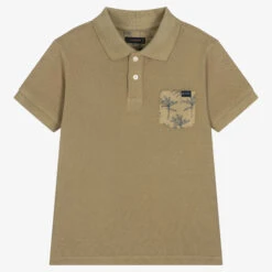 Mayoral Boys Green Cotton Palm Polo Shirt