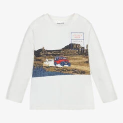 Mayoral Boys Ivory Cotton Car Top