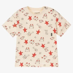 Mayoral Boys Ivory Starfish Cotton T-Shirt