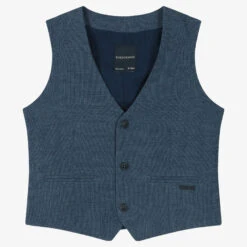 Mayoral Nukutavake Boys Navy Blue Dotted Waistcoat