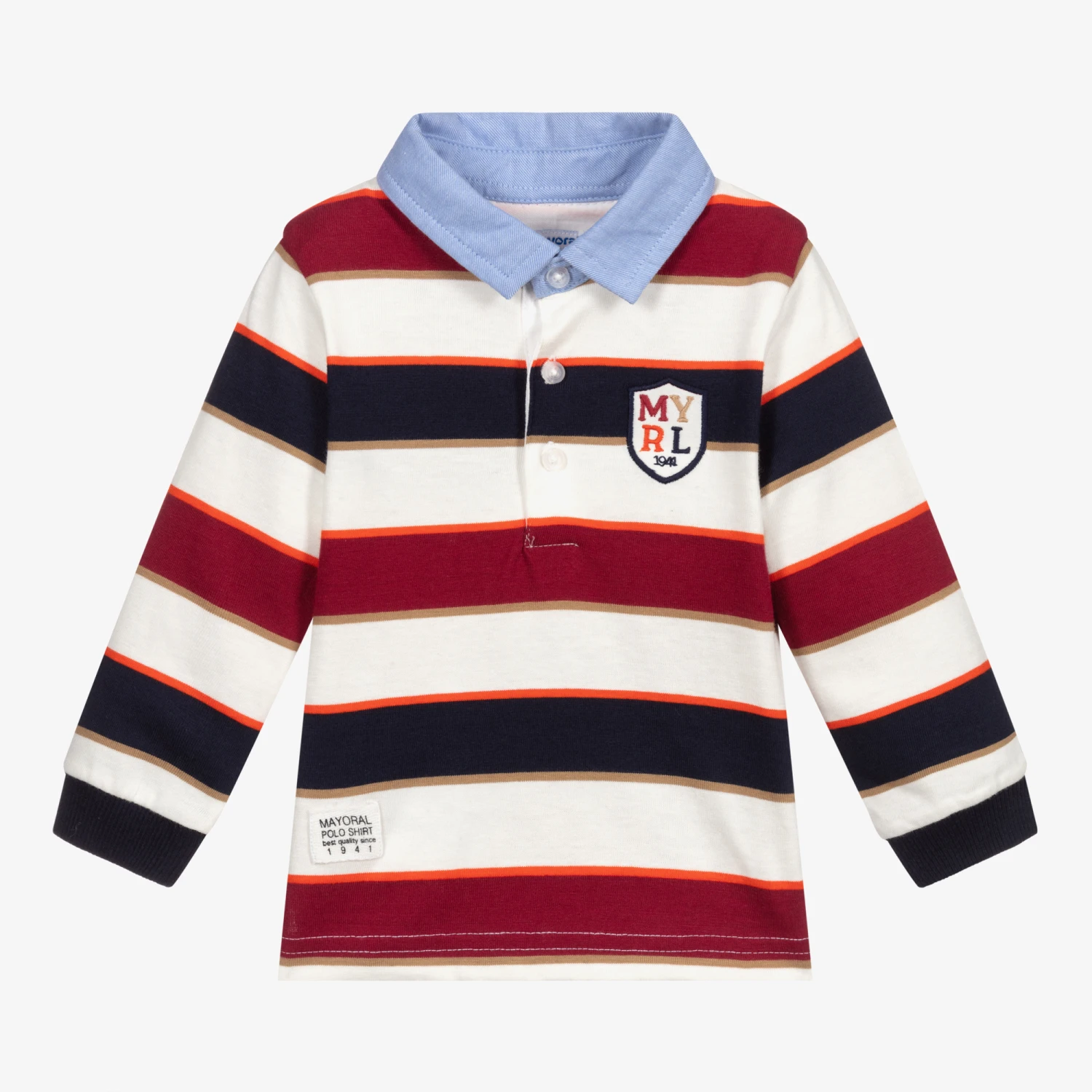 Mayoral Boys Striped Jersey Polo Shirt 1 Mayoral Boys Striped Jersey Polo Shirt