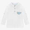 Mayoral Boys White & Blue Cotton Top