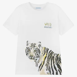 Mayoral Boys White Cotton Tiger T-Shirt