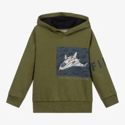 Mayoral Green Cotton Spaceship Hoodie