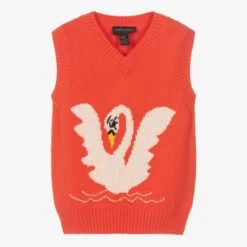 Mini Rodini Red Cotton Knit Sweater Vest