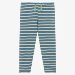 Molo Blue & Ivory Cotton Knit Trousers