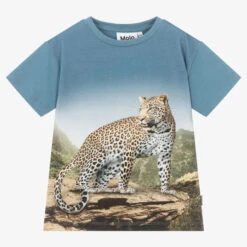 Molo Boys Blue Cotton Leopard T-Shirt
