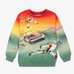 Molo Boys Red & Green Cotton Sweatshirt