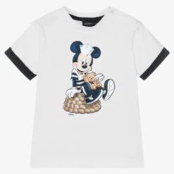 Monnalisa Boys White Cotton Disney T-Shirt