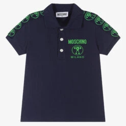 Moschino Kid-Teen Boys Blue Cotton Piqué Polo Shirt