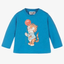 Moschino Baby Boys Blue Cotton Tiger Top