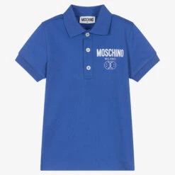 Moschino Kid-Teen Boys Blue Double Smiley Polo Shirt