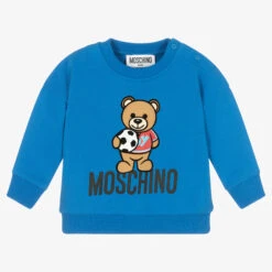 Moschino Baby Boys Blue Teddy Bear Logo Sweatshirt