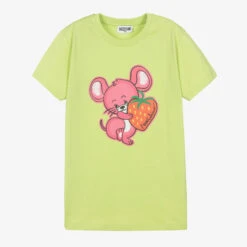 Moschino Kid-Teen Boys Green Cotton Mouse Logo T-Shirt