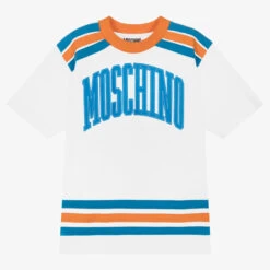 Moschino Kid-Teen Boys White Cotton Logo T-Shirt