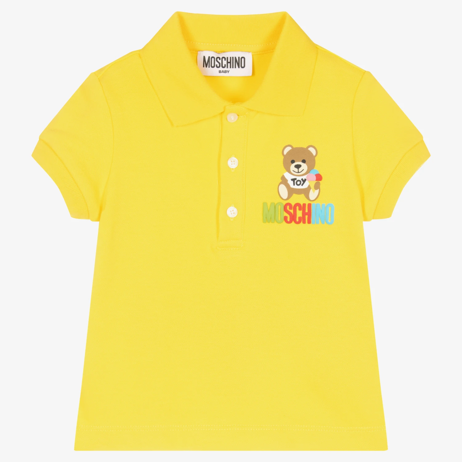 Moschino Baby Boys Yellow Cotton Polo Shirt 1 Moschino Baby Boys Yellow Cotton Polo Shirt