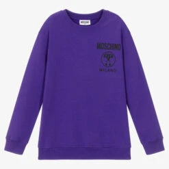 Moschino Kid-Teen Purple Cotton Logo Sweatshirt
