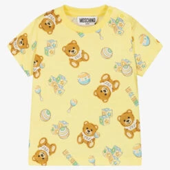 Moschino Baby Yellow Cotton Teddy Logo T-Shirt