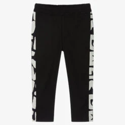 MSGM Boys Black Cotton Logo Trousers