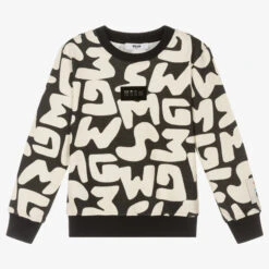 MSGM Boys Black & Ivory Logo Sweatshirt
