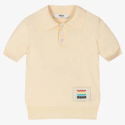 MSGM Boys Ivory Knitted Polo Shirt