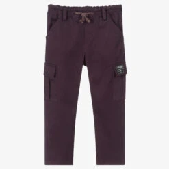 Pan Con Chocolate Boys Purple Cotton Trousers
