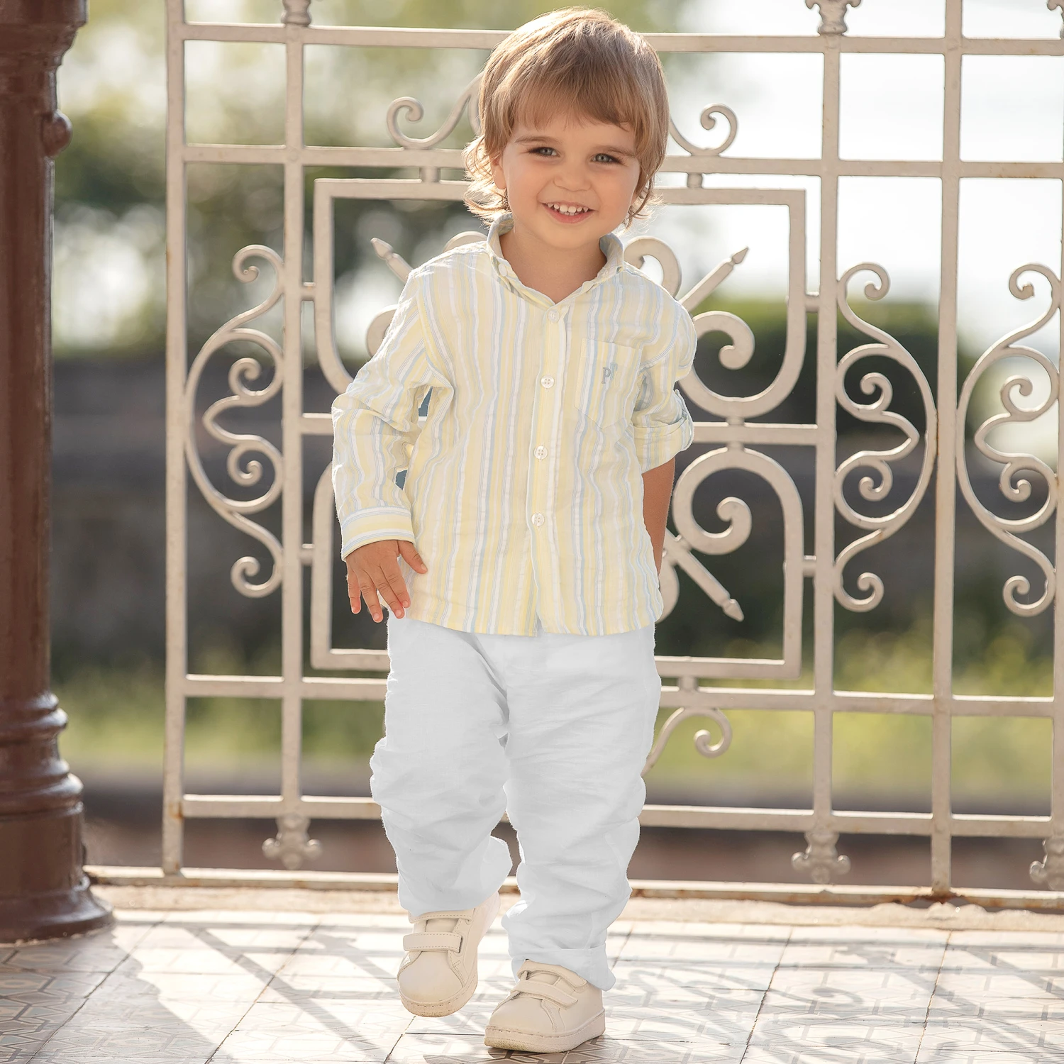 Patachou Boys White Cotton Twill Trousers 2 Patachou Boys White Cotton Twill Trousers - Image 2