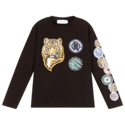 Roberto Cavalli Boys Black Cotton Jersey Top