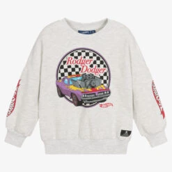 Rock Your Baby Boys Grey Rodger Dodger Hotwheels Sweatshirt