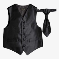 Romano Vianni Boys Black Waistcoat & Cravat Tie Set
