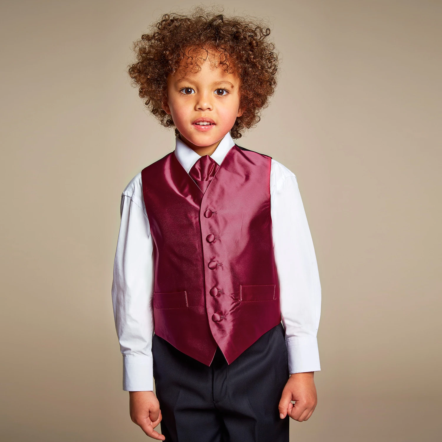 Romano Vianni Boys Burgundy Waistcoat & Adjustable Tie Set 2 Romano Vianni Boys Burgundy Waistcoat & Adjustable Tie Set - Image 2