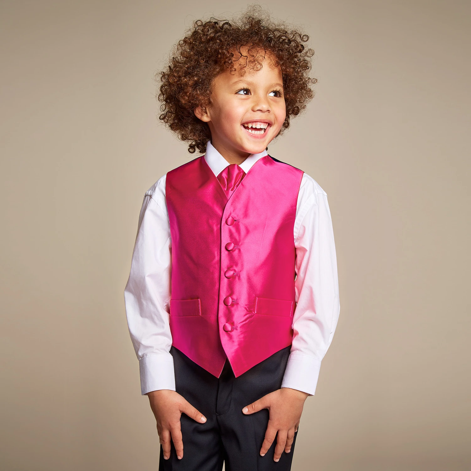 Romano Vianni Boys Dark Pink Waistcoat & Adjustable Tie Set 2 Romano Vianni Boys Dark Pink Waistcoat & Adjustable Tie Set - Image 2