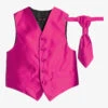 Romano Vianni Boys Dark Pink Waistcoat & Adjustable Tie Set