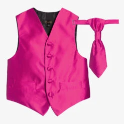 Romano Vianni Boys Dark Pink Waistcoat & Adjustable Tie Set